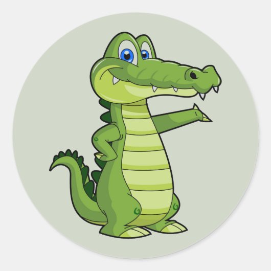 Cartoon Alligator Achtergrond Ronde Sticker (Voorkant)