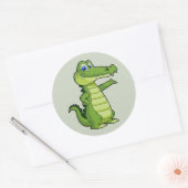 Cartoon Alligator Achtergrond Ronde Sticker (Envelop)
