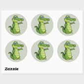 Cartoon Alligator Achtergrond Ronde Sticker (Vel)