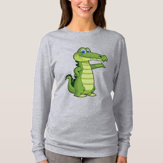 Cartoon Alligator Achtergrond T-shirt (Voorkant)