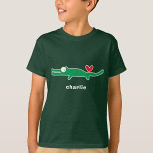 Cartoon Alligator Jongen Cute Fun Aangepast Gesche T-shirt