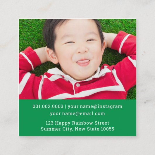 Cartoon alligator Kind profiel foto belkaart Vierkante Visitekaartje (Achterkant)