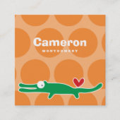 Cartoon alligator Kind profiel foto belkaart Vierkante Visitekaartje (Voorkant)