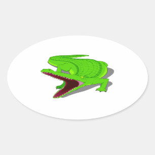 Cartoon Alligator met mondopening Ovale Sticker
