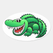 Cartoon Alligator Ovale Sticker (Voorkant)