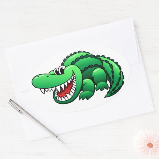Cartoon Alligator Ovale Sticker (Envelop)