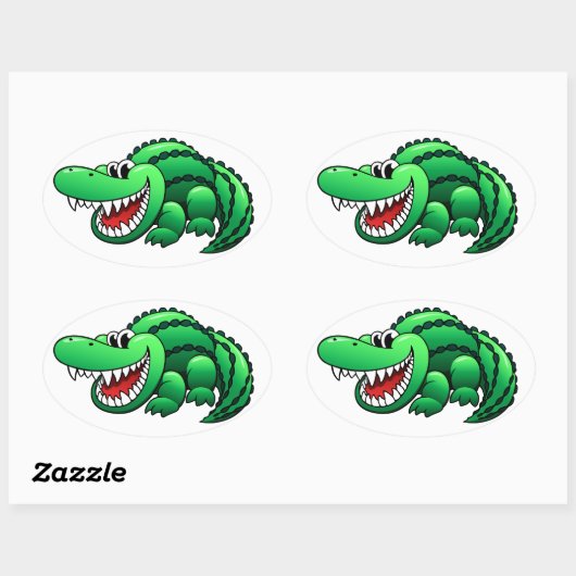 Cartoon Alligator Ovale Sticker (Vel)