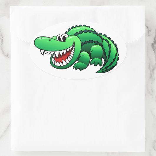 Cartoon Alligator Ovale Sticker (Tas)