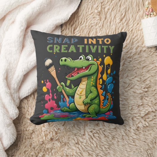 Cartoon alligator painting - snap into creativity kussen (Deken)