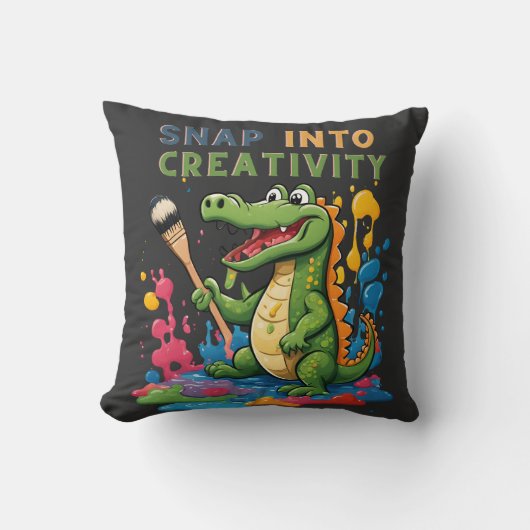 Cartoon alligator painting - snap into creativity kussen (Voorkant)