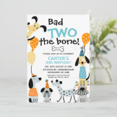 Cartoon als Bad Two The Bone Dogs 2nd Birthday Kaart (Staand voorkant)