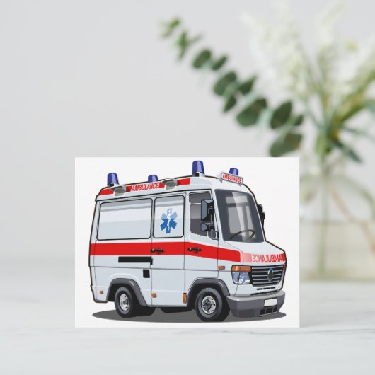 Cartoon Ambulance Auto Briefkaart (Staand voorkant)