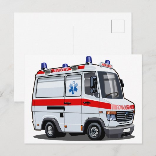 Cartoon Ambulance Auto Briefkaart (Voorkant / Achterkant)