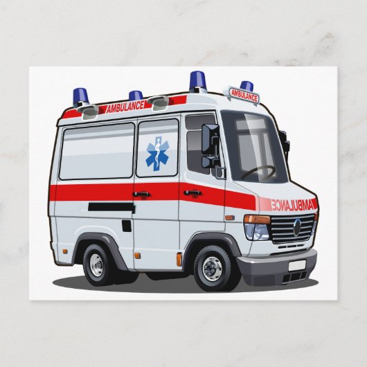 Cartoon Ambulance Auto Feestdagenkaart (Voorkant)