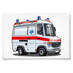 Cartoon Ambulance Auto Foto Afdruk
