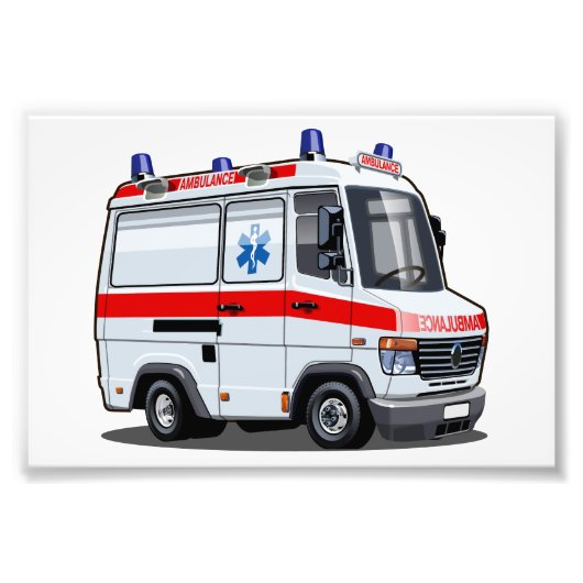 Cartoon Ambulance Auto Foto Afdruk (Voorkant)