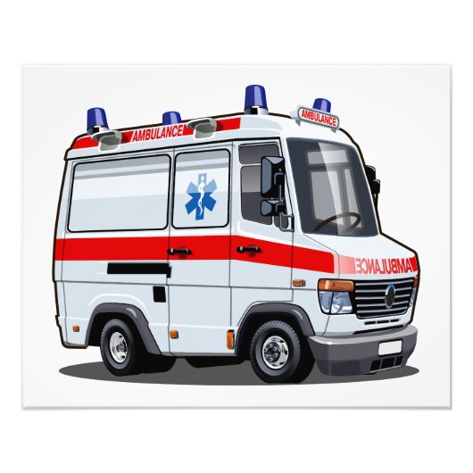 Cartoon Ambulance Auto Foto Afdruk (Voorkant)