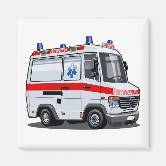 Cartoon Ambulance Auto Magneet (Voorkant)