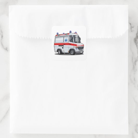 Cartoon Ambulance Auto Vierkante Sticker (Tas)
