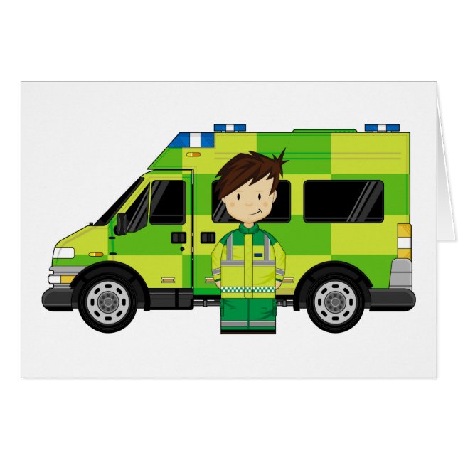 Cartoon Ambulance en EMT (Voorkant Horizontaal)