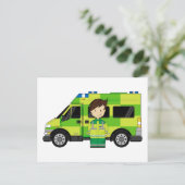 Cartoon Ambulance en EMT Briefkaart (Staand voorkant)