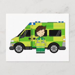 Cartoon Ambulance en EMT Briefkaart