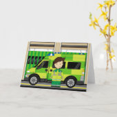 Cartoon Ambulance en EMT Kaart (Gele Bloem)