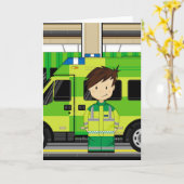 Cartoon Ambulance en EMT Kaart (Gele Bloem)