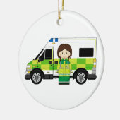 Cartoon Ambulance en EMT Keramisch Ornament (Links)