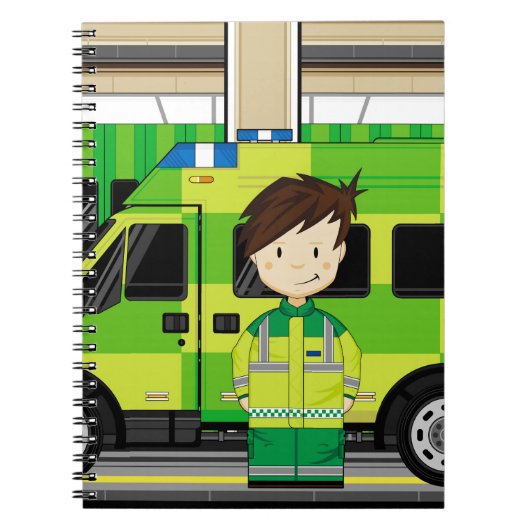 Cartoon Ambulance en EMT Notitieboek (Voorkant)