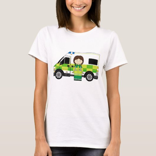 Cartoon Ambulance en EMT T-shirt (Voorkant)