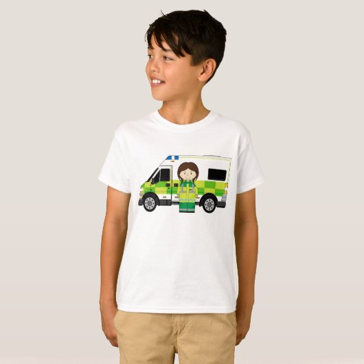 Cartoon Ambulance en EMT T-shirt (Voorkant volledig)