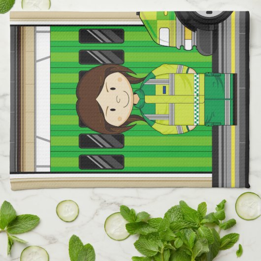 Cartoon Ambulance en EMT Theedoek (Gevouwen)