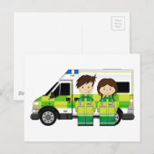 Cartoon Ambulance en EMT's Briefkaart (Voorkant / Achterkant)