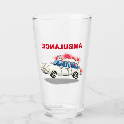 Cartoon Ambulance Glas (Voorkant)