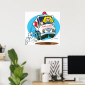Cartoon Ambulance Poster (Thuiskantoor)