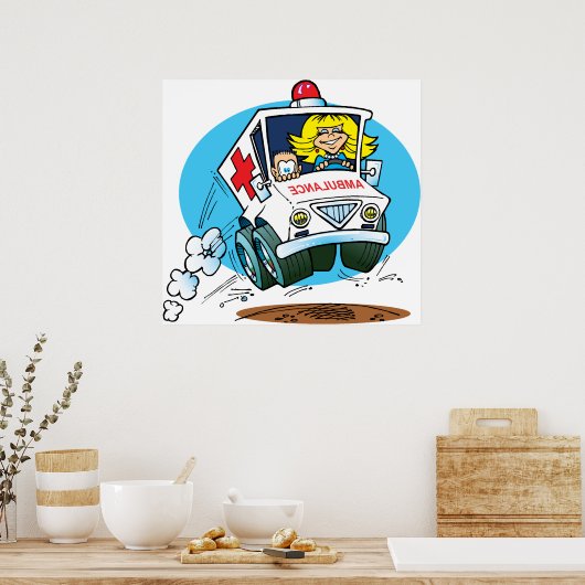 Cartoon Ambulance Poster (Keuken)