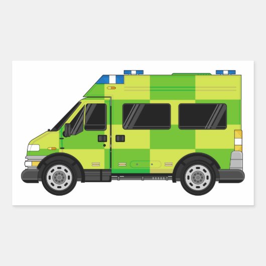 Cartoon Ambulance Rechthoekige Sticker (Voorkant)
