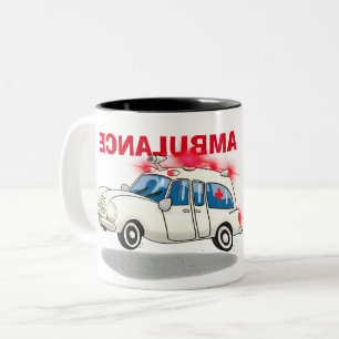 Cartoon Ambulance Tweekleurige Koffiemok