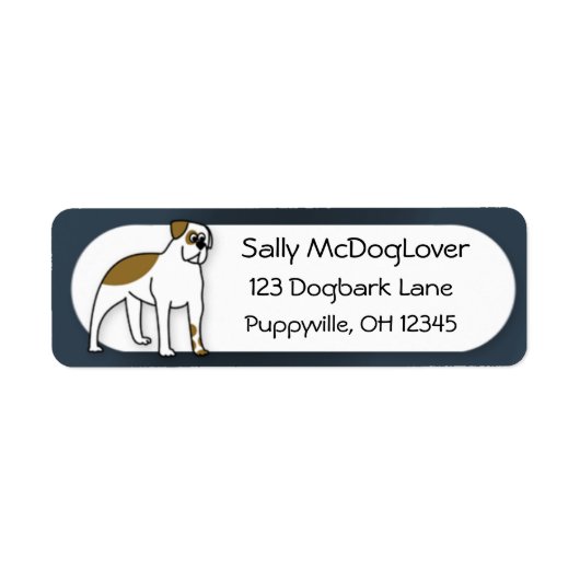 Cartoon American Bulldog Etiket (Voorkant)