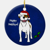 Cartoon American Bulldog kerstversiering Keramisch Ornament (Achterkant)