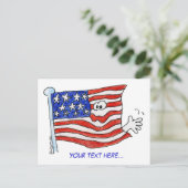 Cartoon-Amerikaanse Briefkaarten met vlaggolving (Staand voorkant)
