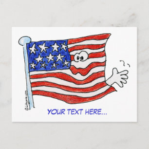 Cartoon-Amerikaanse Briefkaarten met vlaggolving
