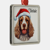 CARTOON AMERIKAANSE COCKER SPANIEL SANTA DOG METALEN ORNAMENT (Rechts)