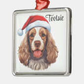 CARTOON AMERIKAANSE COCKER SPANIEL SANTA DOG METALEN ORNAMENT (Links)