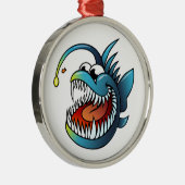 Cartoon Angler Fish Metalen Ornament (Rechts)
