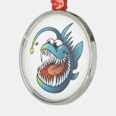 Cartoon Angler Fish Metalen Ornament (Links)