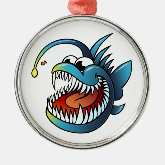 Cartoon Angler Fish Metalen Ornament (Voorkant)