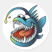 Cartoon Angler Fish Ronde Sticker (Voorkant)