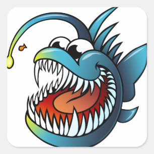 Cartoon Angler Fish Vierkante Sticker